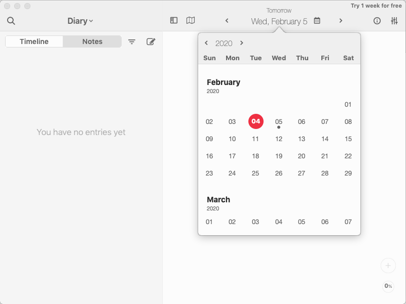 Diarly 1.3 : Calendar Window