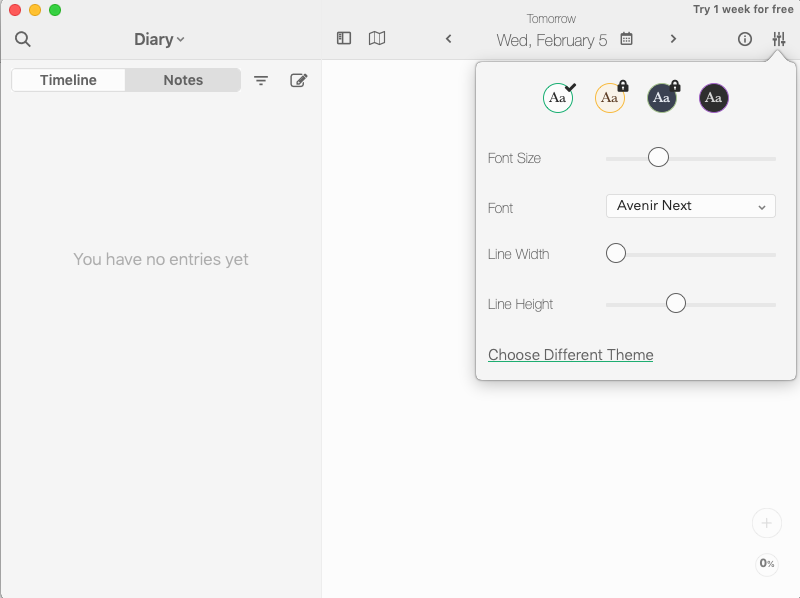 Diarly 1.3 : Writing Options 