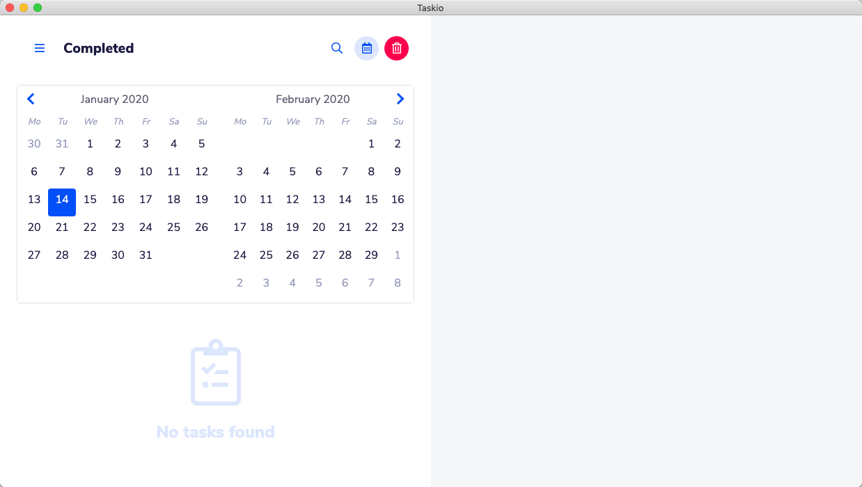 Taskio 1.0 : Calendar Window