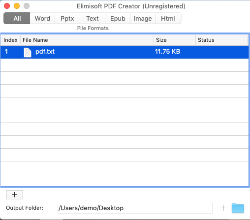 Elimisoft PDF Creator 1.0 : Add File Window