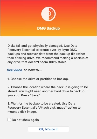 Data Recovery Essential 3.8 : DMG Backup