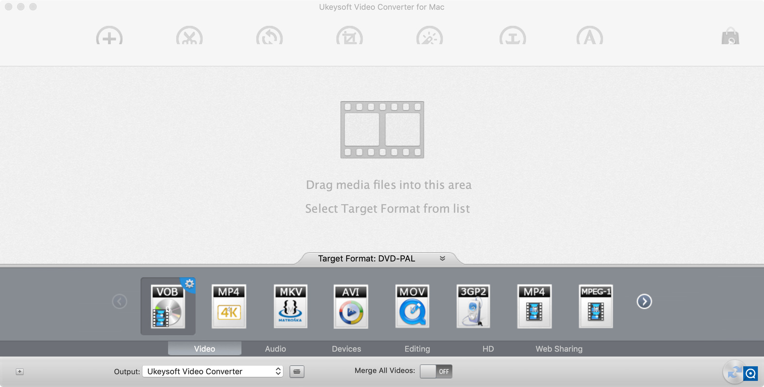 UkeySoft Video Converter for Mac 10.0 : video converter interface