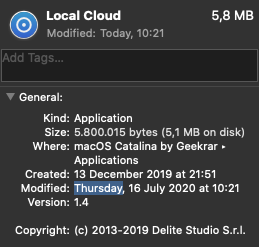 Local Cloud 1.4 : About version