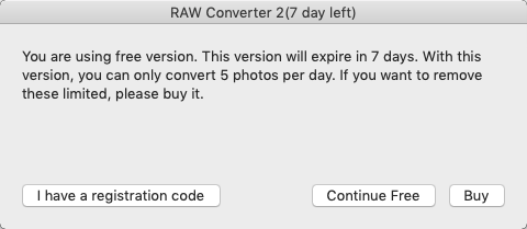 RAW Converter 2 2.5 : Trial Limits