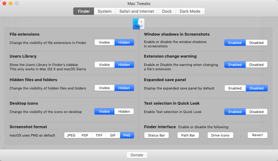 Mac Tweaks 2.0 : Main Window