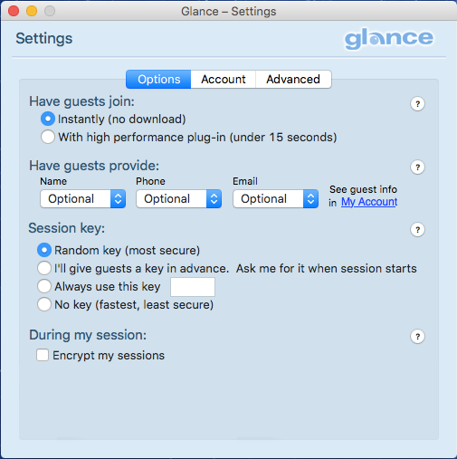 GlanceGuest 4.8 : Main Window