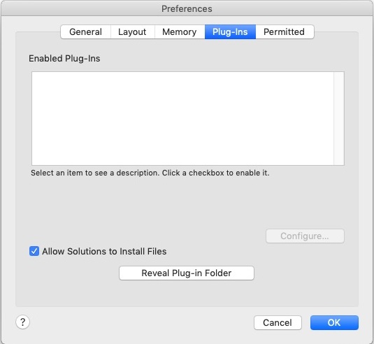 FileMaker Pro Advanced 18.0 : Plugins Preferences 