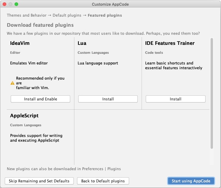 AppCode 2020.1 : Download Plugins