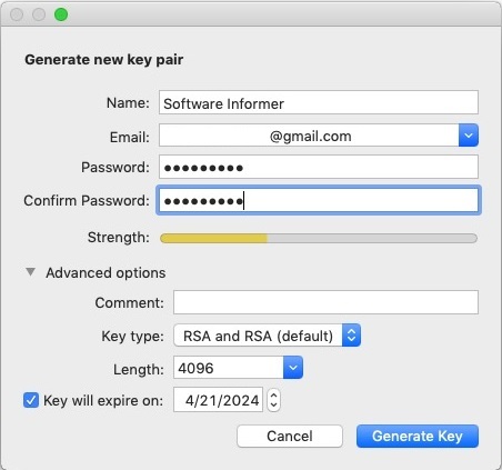 GPG Suite 2019.2 : Generate New Keypair