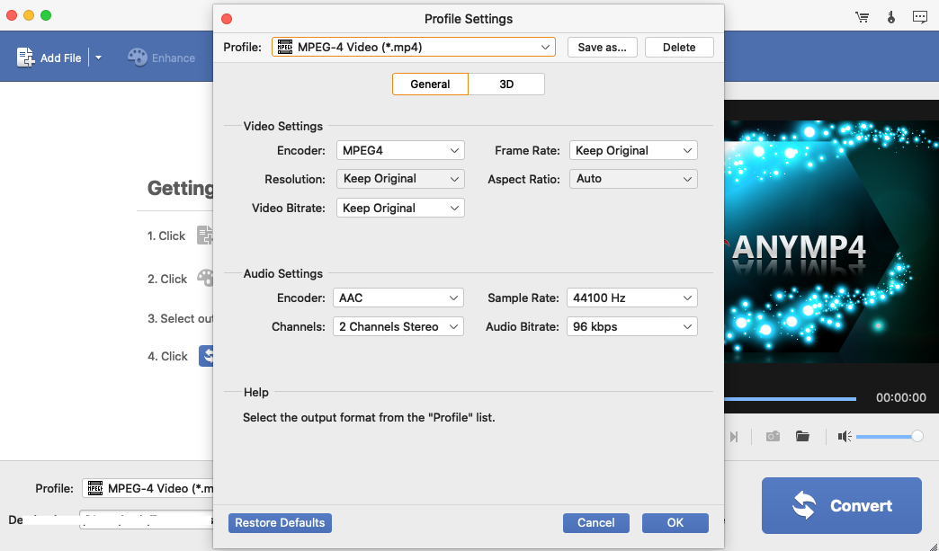 4Video MXF Converter 5.3 : Settings screen