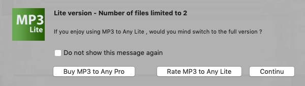MP3 to Any Lite 2.2 : Free Limits Window
