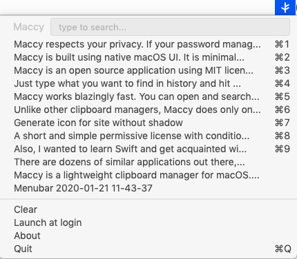 Maccy 0.8 : View History Window