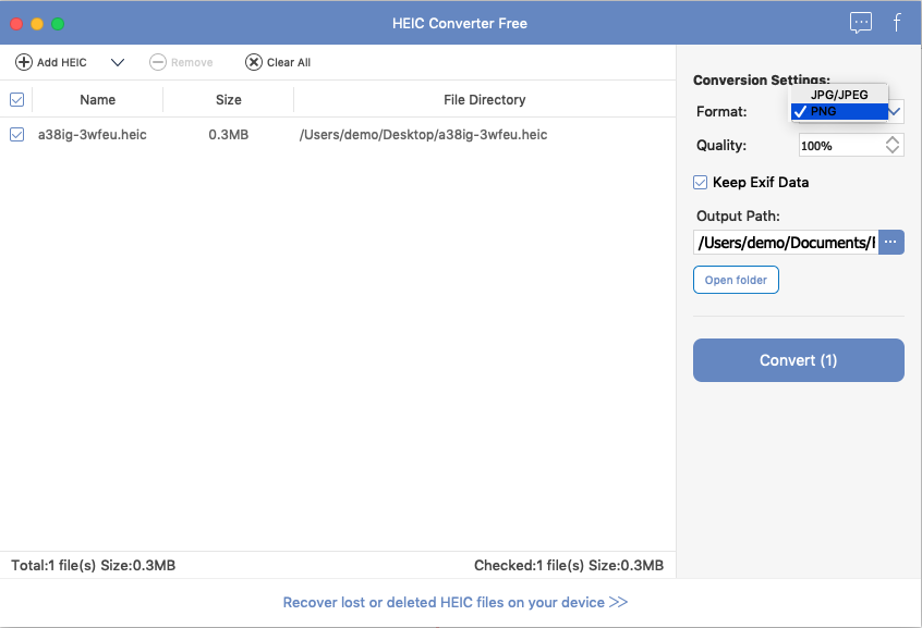 HEIC Converter Free 1.6 : Convert Options