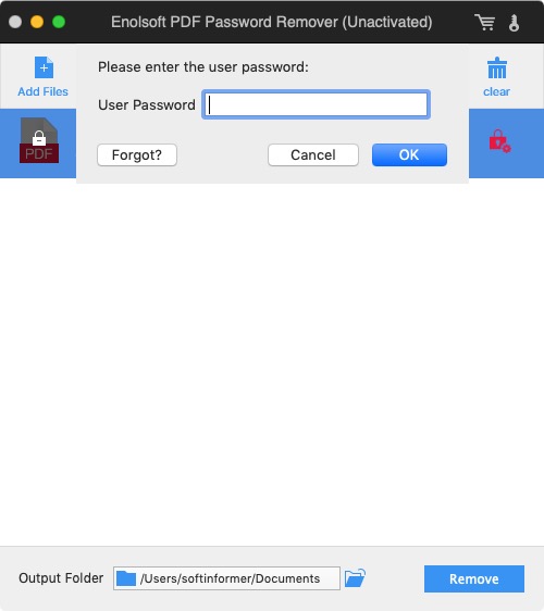 Enolsoft PDF Password Remover 3.4 : Enter Password