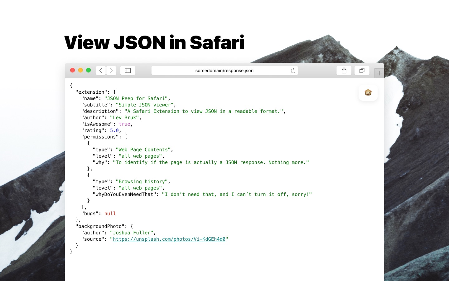 JSONPeep 1.2 : Main Window