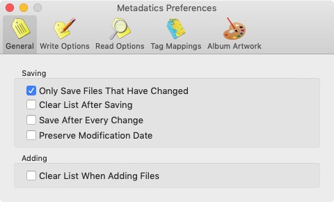Metadatics 1.6 : General Preferences 