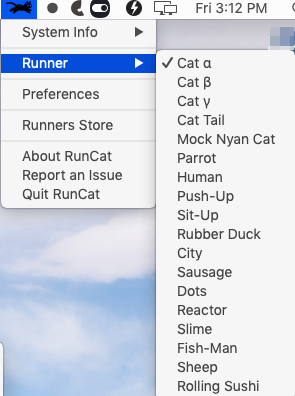 RunCat 7.0 : Runner Options