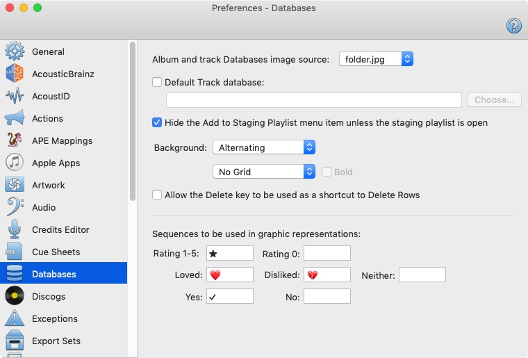 Yate 5.1 : Databases Preferences 