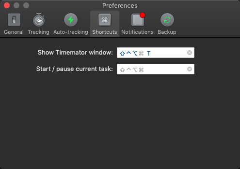 Timemator 2.2 : Shortcut Options
