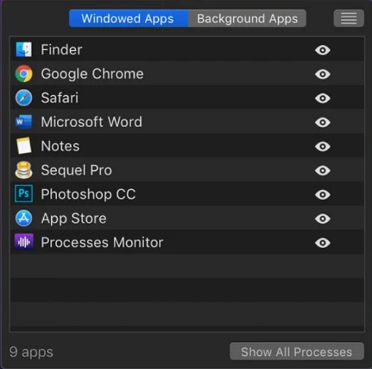 Processes Monitor 1.3 : Windowed Apps