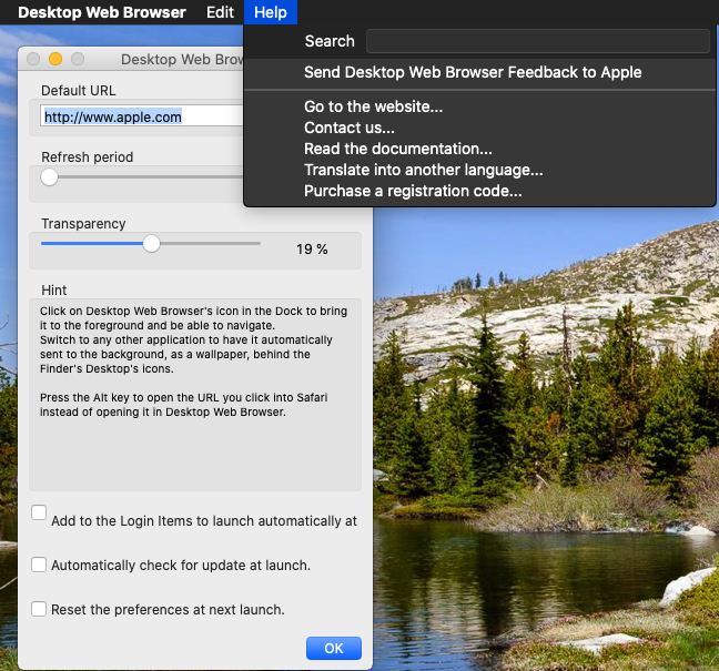 Desktop Web Browser 8.0 : Help tab