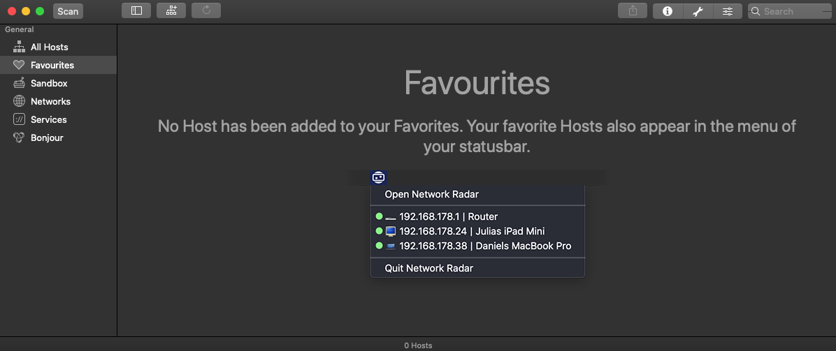 Network Radar 2.9 : Favorites tab