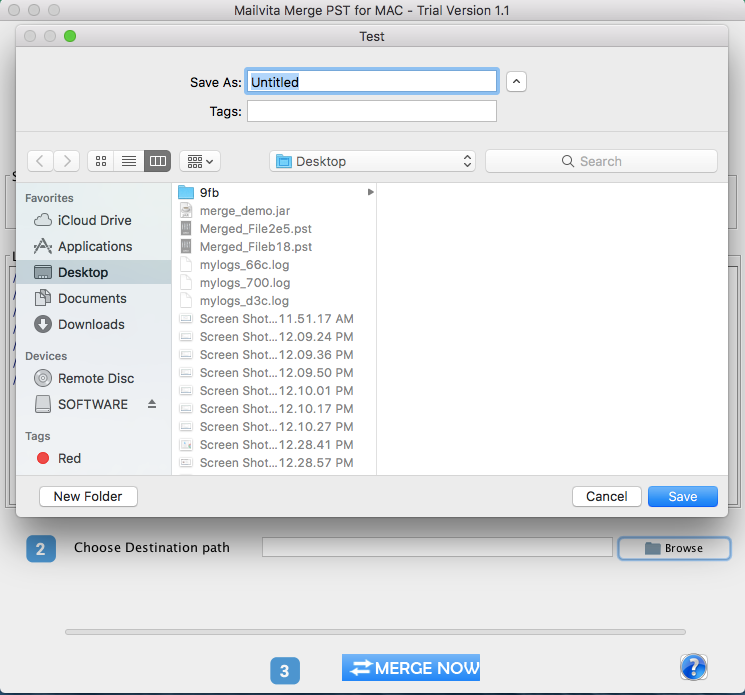 Mailvita Merge PST Tool for Mac 1.0 : Main Window