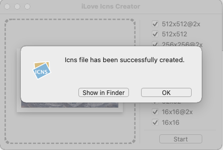 iLove Icns Creator 2.1 : Icons Created