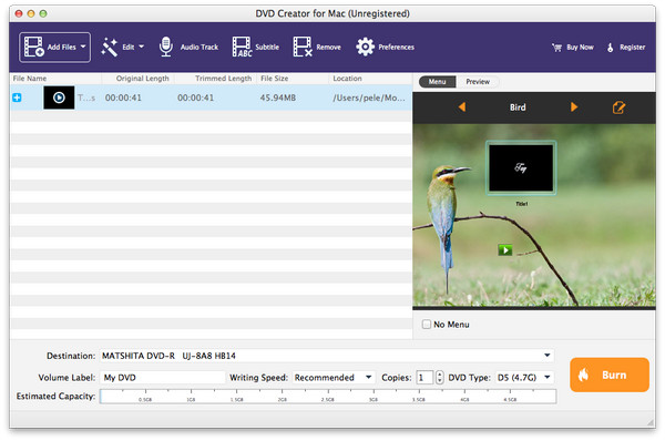 Apeaksoft DVD Creator for Mac 1.0 : Main Window