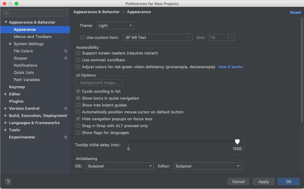 Android Studio 3.6 : Appearances
