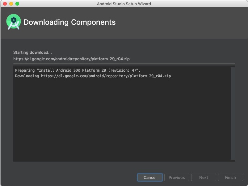 Android Studio 3.6 : Downloading Components