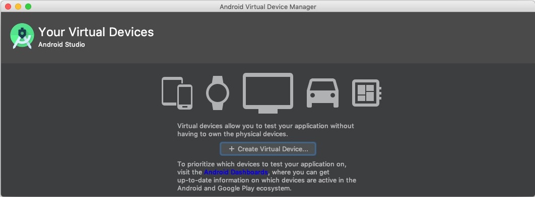 Android Studio 3.6 : Virtual Devices
