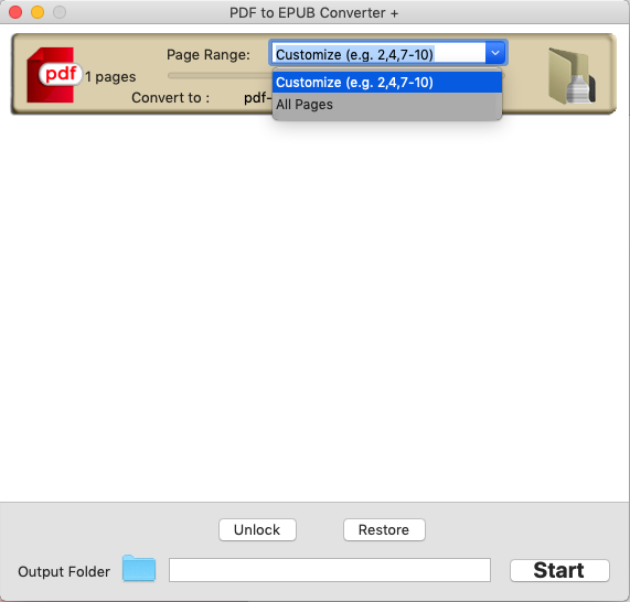 PDF to EPUB Converter + 3.2 : Page Range Options