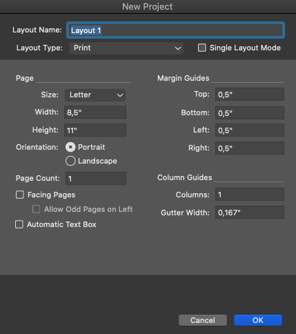 QuarkXPress 15.2 : Layout screen