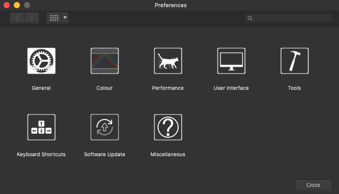 Affinity Designer 1.8 : Preferences screen
