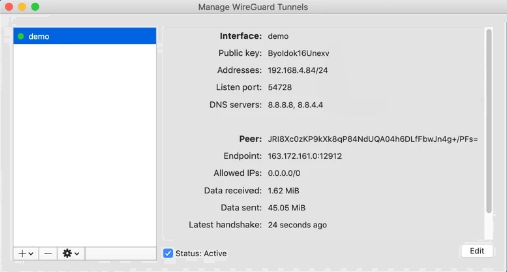 WireGuard 1.0 : Manage Tunnels