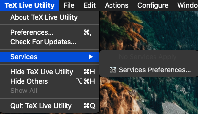 TeX Live Utility 1.3 : Services tab
