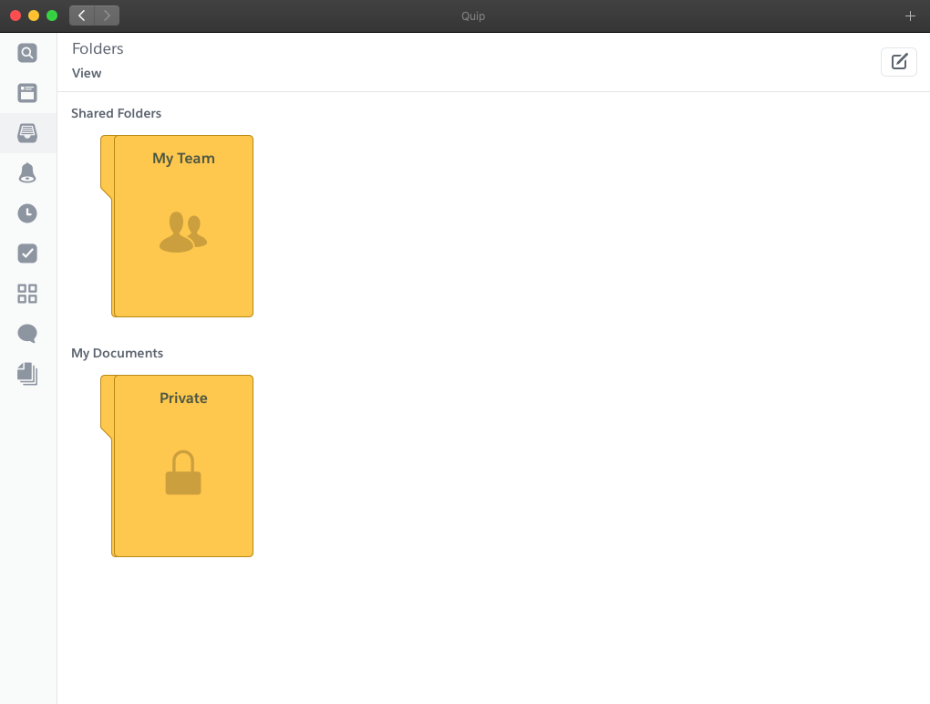 Quip 7.1 : Folders screen