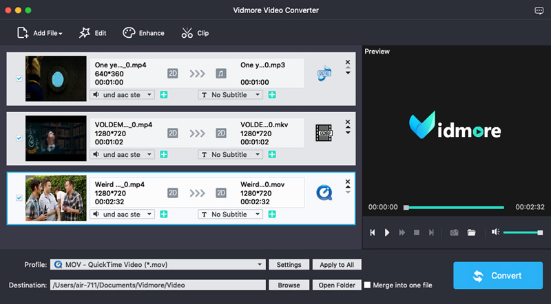 Vidmore Video Converter for Mac 1.0 : Main Window