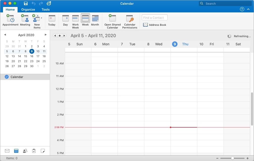 Microsoft Outlook 16.3 : Calendar View