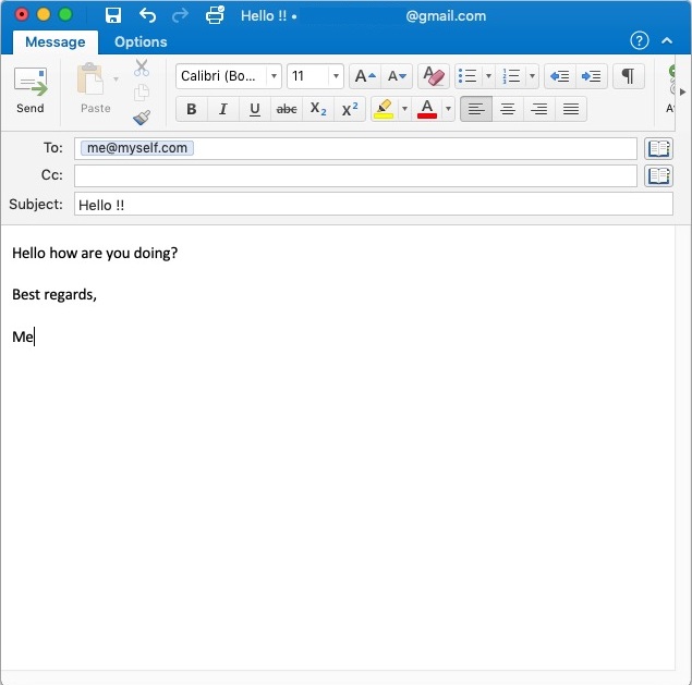Microsoft Outlook 16.3 : Compose Message