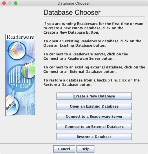 Readerware 4.2 : Database Chooser