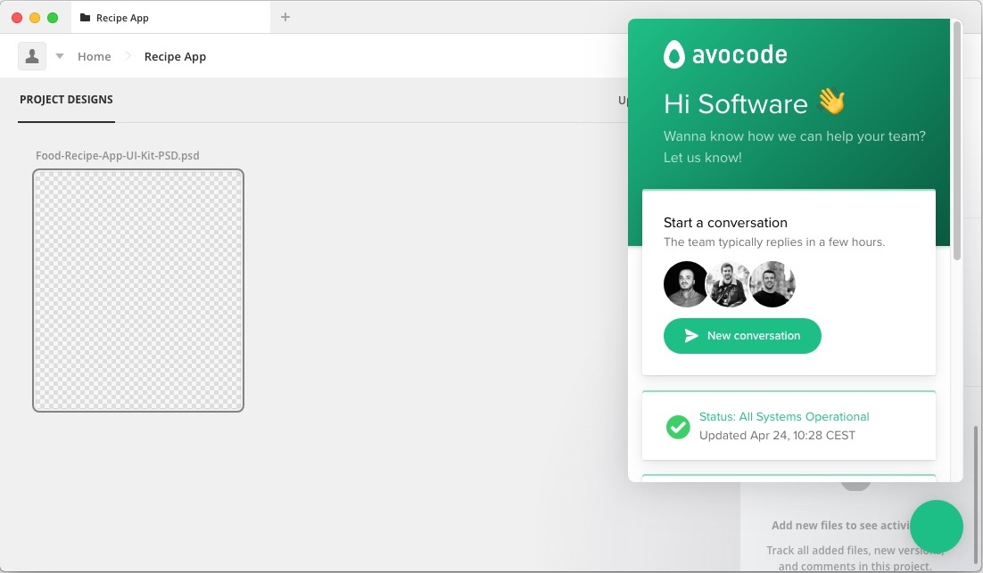 Avocode 4.6 : Welcome Screen 