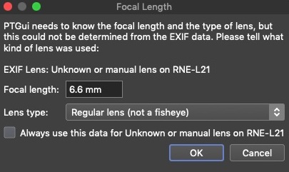 PTGui Pro 11.2 : Focal Length