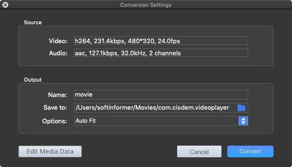 Cisdem Video Player 4.6 : Conversion Settings