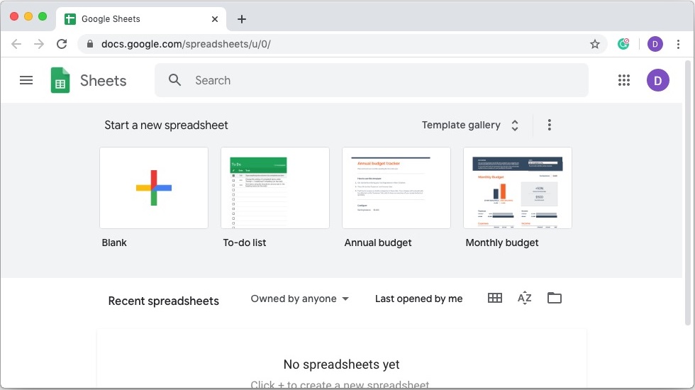 Google Sheets : New Spreadsheet 