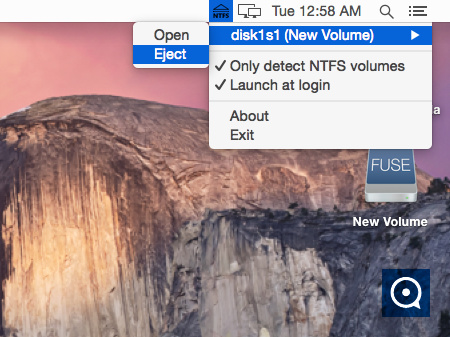 Hasleo NTFS for Mac 3.5 : Umount the Drive