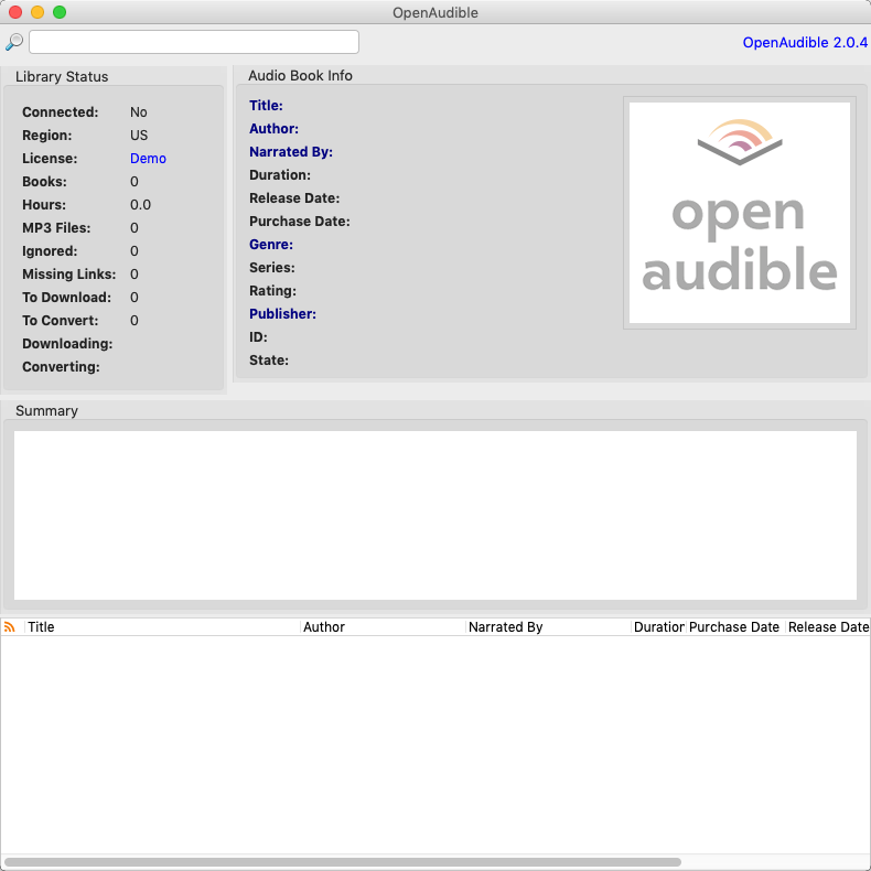 OpenAudible 2.0 : Main Window