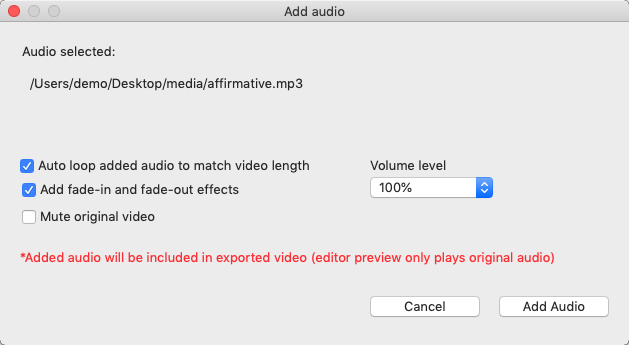 itsMine Video Watermark Maker 2.6 : Add Audio Window