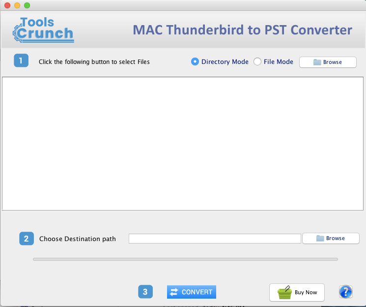 ToolsCrunch Mac Thunderbird to PST 1.0 : Main Window